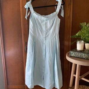 Gal Meets Glam Blue Linen Midi Dress
